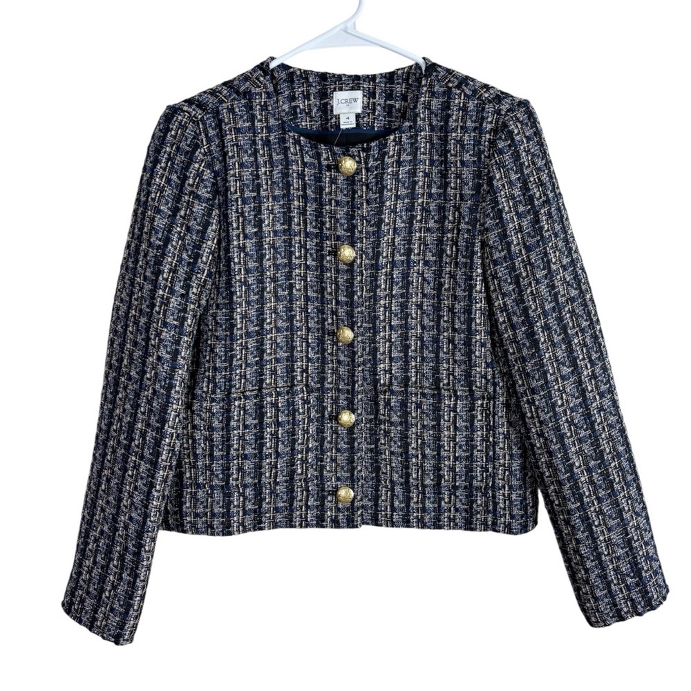 J. Crew Tweed Lady Jacket Blazer Women's 4 Long Sleeve Button Front BS926 NWT - Picture 3 of 7